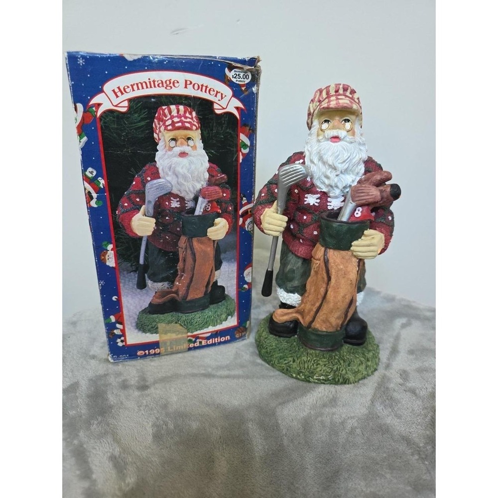 Hermitage Pottery Golfing Santa with Golf Bag 10" Tall Christmas Decor Figure 95